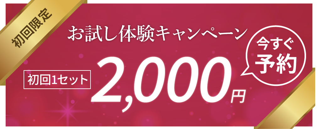 初回限定 お試し体験キャンペーン 初回1セット 2,000円 今すぐ予約！